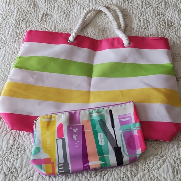 Clinique Handbags - Clinique Tote & Cosmetic Bag